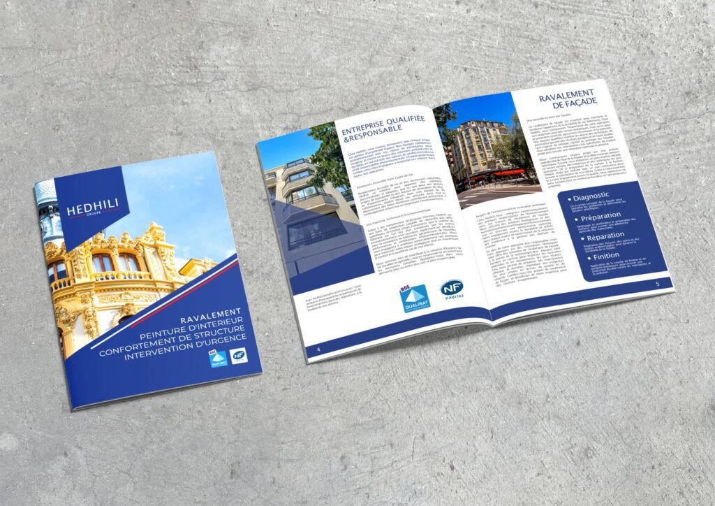 catalogue pour une société de rénovation fait par comlaire graphiste monaco